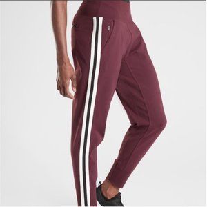 Athleta venice side strip burgundy joggers